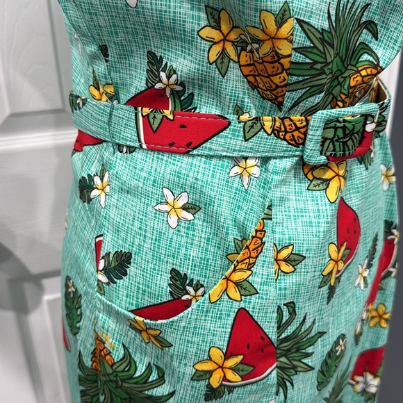 NWT Collectif London Ines Tropical Fruit Pencil Dress Size Large UK 14 US 10 NEW - Picture 9 of 13